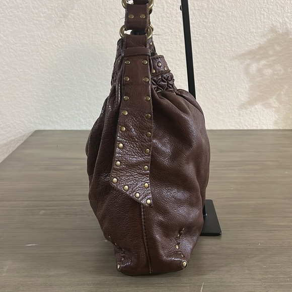 Lucky Brand Brown Leather Hobo Bag with Stud Accents - Picture 3 of 9